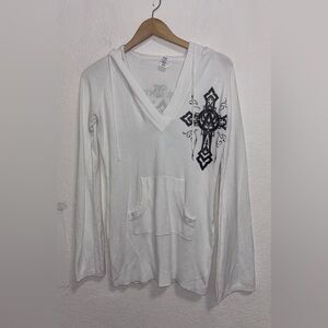 Affliction hooded long sleeve pullover